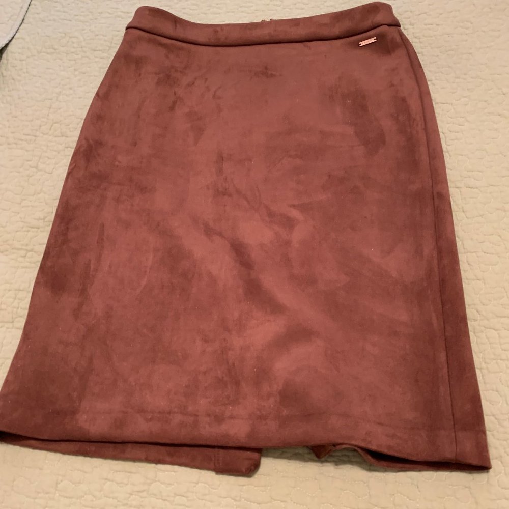 Tahari faux suede skirt